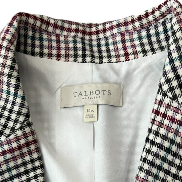 Talbots Plus Women's Multicolor Wool Blend Single Breast Houndstooth Blazer 14W - Picture 7 of 8